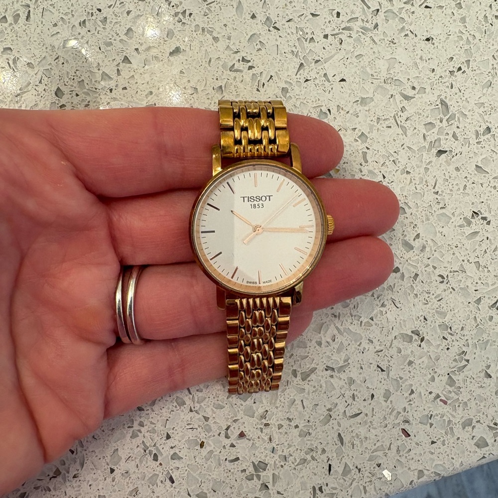 Tissot Rose Gold Watch with White Dial